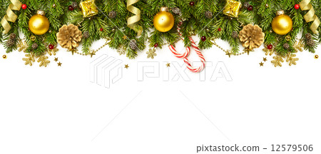 Christmas Decorations Border isolated on white background Christmas Decorations Border isolated on white background 12579506