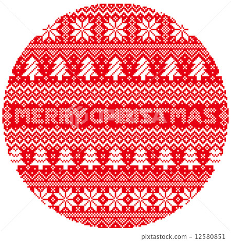 Merry Christmas circle of Nordic pattern 12580851