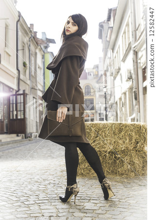 Girl in brown wool jacket 12582447