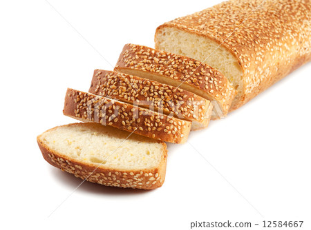 A loaf of white bread with slices A loaf of white bread with slices 12584667