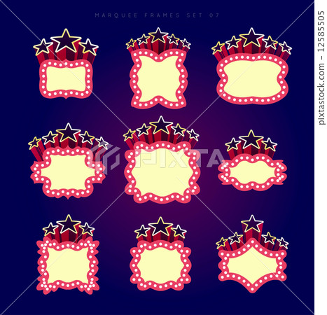 Retro illuminated movie marquee vector set Retro illuminated movie marquee vector set 12585505