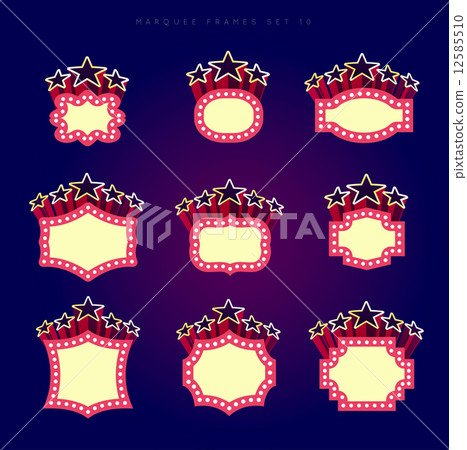 Retro illuminated movie marquee vector set 12585510