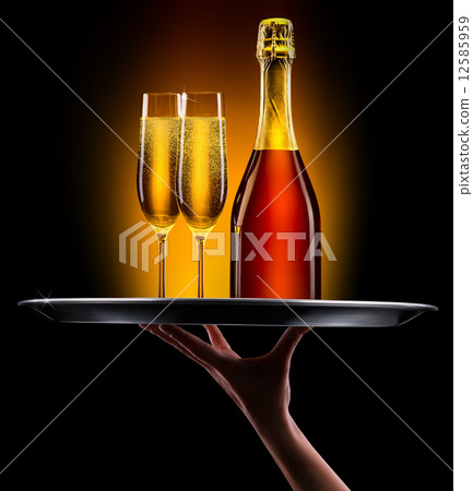 waiter hand with champagne waiter hand with champagne 12585959