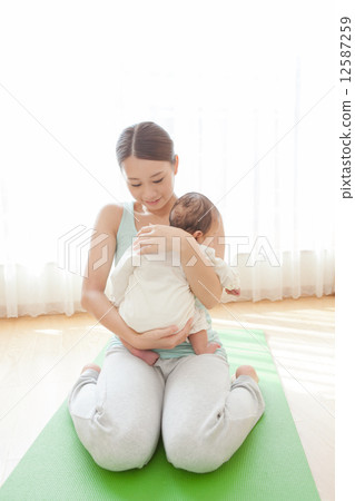 3 months old baby and lady 3 months old baby and lady 12587259