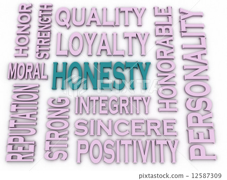 3d imagen Honesty concept in word tag cloud on white background 12587309