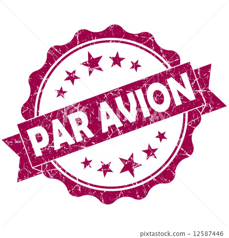 Par AVION pink vintage round grunge seal isolated on white background Par AVION pink vintage round grunge seal isolated on white background 12587446