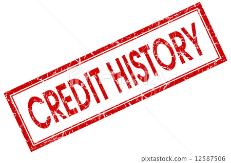 Credit history red square grungy stamp isolated on white background 12587506