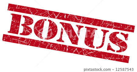Bonus red square grunge textured stamp isolated on white Bonus red square grunge textured stamp isolated on white 12587543