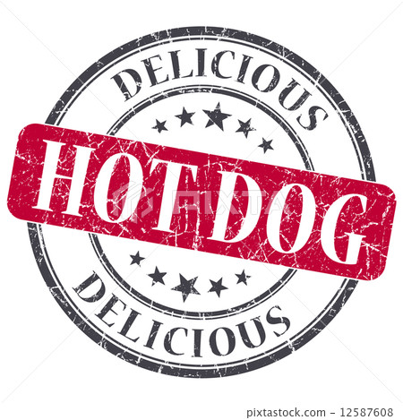 Hot dog red grunge textured vintage isolated stamp Hot dog red grunge textured vintage isolated stamp 12587608