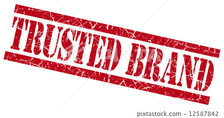 trusted brand red square grunge textured isolated stamp 12587842