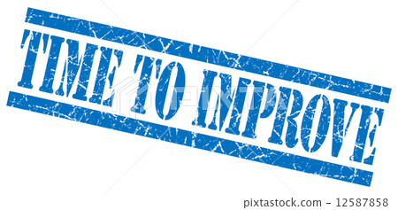 time to improve blue square grunge textured isolated stamp time to improve blue square grunge textured isolated stamp 12587858