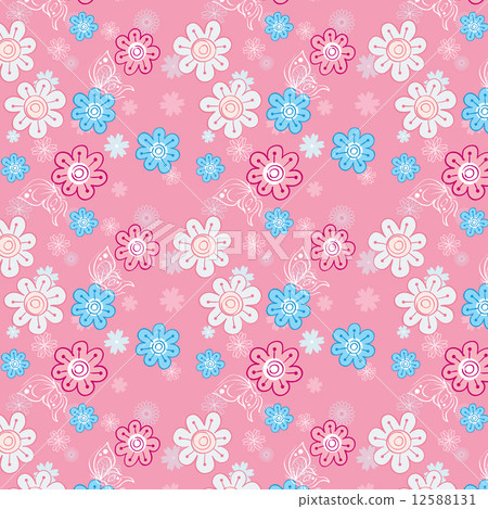 seamless pattern of flowers on a pink... - Stock Illustration [12588131 ...