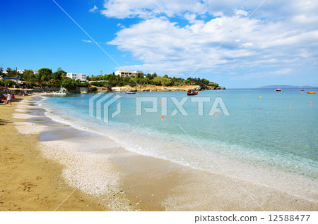 The beach at luxury hotel, Crete, Greece The beach at luxury hotel, Crete, Greece 12588477