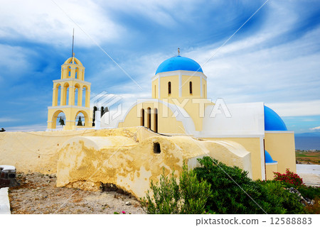 Orthodox Church on Santorini island, Greece 12588883