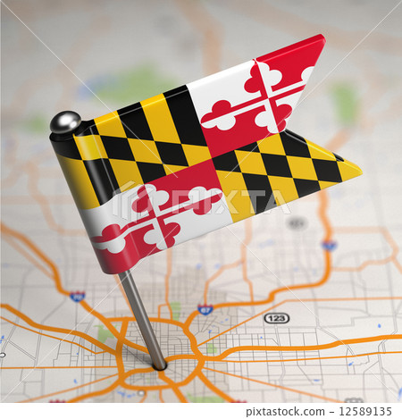 Maryland Small Flag on a Map Background. Maryland Small Flag on a Map Background. 12589135