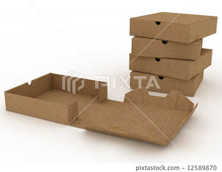 3d box for pizza isolated on white background 3d box for pizza isolated on white background 12589870