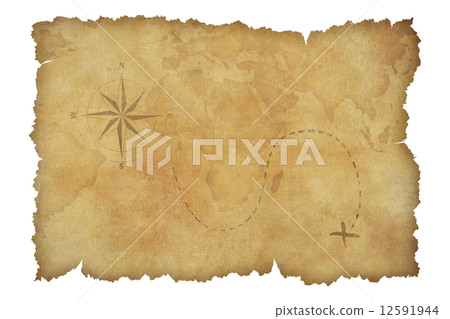 Pirates' parchment treasure map isolated with clipping path included Pirates' parchment treasure map isolated with clipping path included 12591944