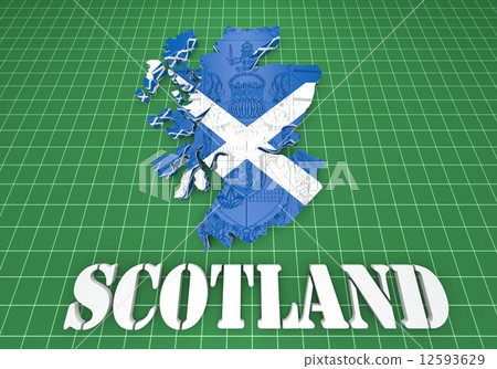 Scotland map flag 3d illustration 12593629