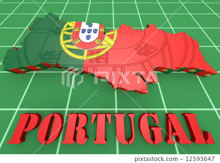Map illustration of Portugal with map 12593647