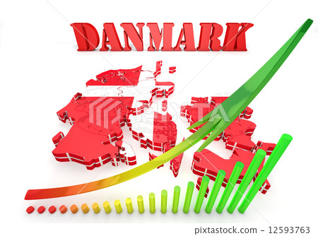 map illustration of Denmark with flag 12593763