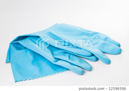 Household rubber blue gloves 12596306