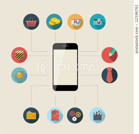 Flat Design Concept Mobile Phone Apps Vector Illustration. 12596761