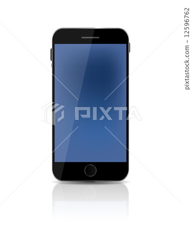 New Realistic Mobile Phone With Blue Screen. Vector Illustration 12596762