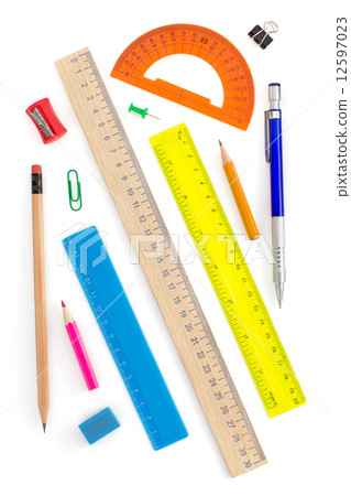 school supplies on white 12597023
