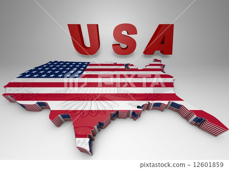 U.S.A. mapped flag in 3D illustration . 12601859