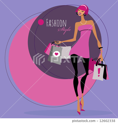 Fashion girl. Woman with shopping bags. Fashion girl. Woman with shopping bags. 12602338