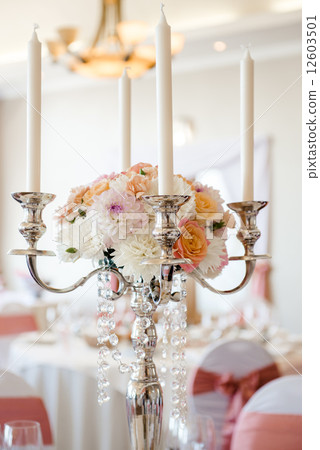 Wedding candlestick with flower decoration Wedding candlestick with flower decoration 12603501