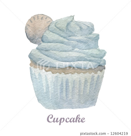 watercolor cupcake hand painted illustration. Eps10  12604219