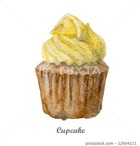 watercolor cupcake hand painted illustration. Eps10 watercolor cupcake hand painted illustration. Eps10 12604221