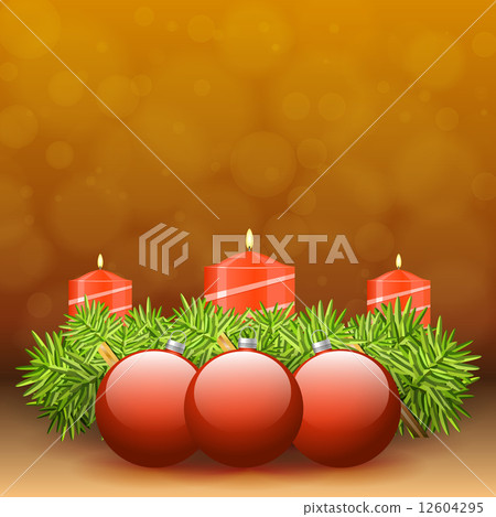 Advent wreath of twigs with red candles and various ornaments Advent wreath of twigs with red candles and various ornaments 12604295
