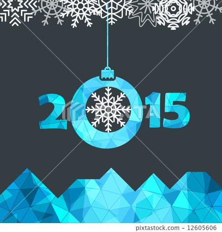 New Year greeting card with snowflakes New Year greeting card with snowflakes 12605606