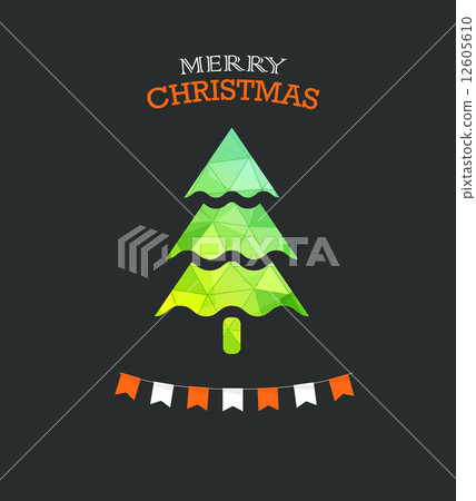Christmas greeting card with green pine - Stock Illustration [12605610 ...