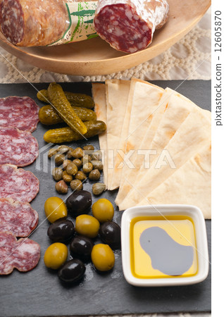 cold cut platter with pita bread and pickles cold cut platter with pita bread and pickles 12605870