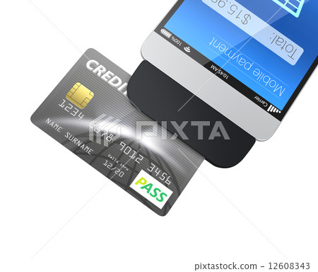 移動結算的概念與智能手機信用卡的適配器 12608343