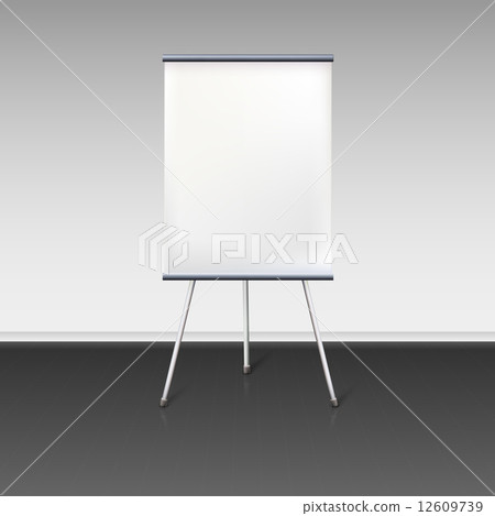 Blank flipchart stands near the wall Blank flipchart stands near the wall 12609739