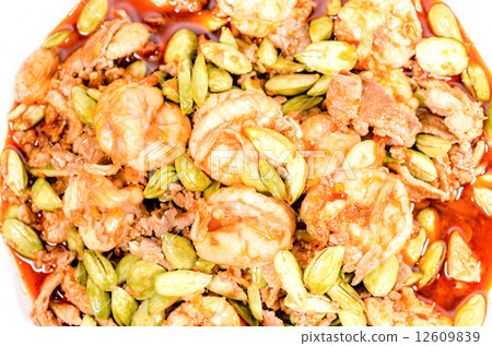 Stir-fried Stink Bean with Prawn, Asian Food Stir-fried Stink Bean with Prawn, Asian Food 12609839