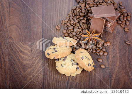 Cookies, coffee beans and chocolate Cookies, coffee beans and chocolate 12610483