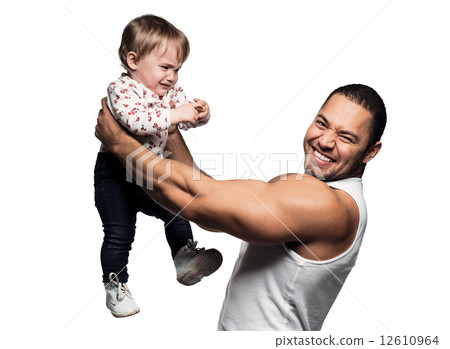 Father holding a crying daughter Father holding a crying daughter 12610964
