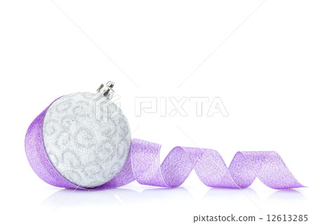 Christmas bauble and purple ribbon Christmas bauble and purple ribbon 12613285