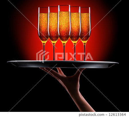 waiter hand with champagne waiter hand with champagne 12613364