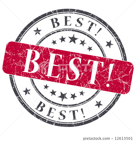 Best red round grungy stamp isolated on white background Best red round grungy stamp isolated on white background 12613501