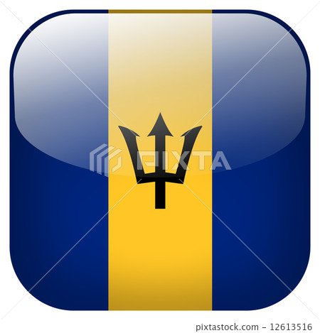 Barbados national flag square button isolated on white background Barbados national flag square button isolated on white background 12613516