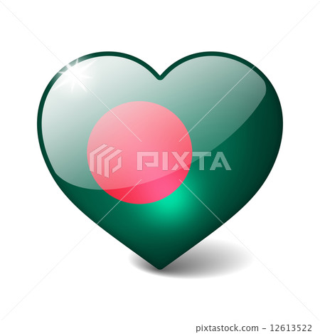 Bangladesh 3d glass heart with realistic shadow isolated on white 12613522