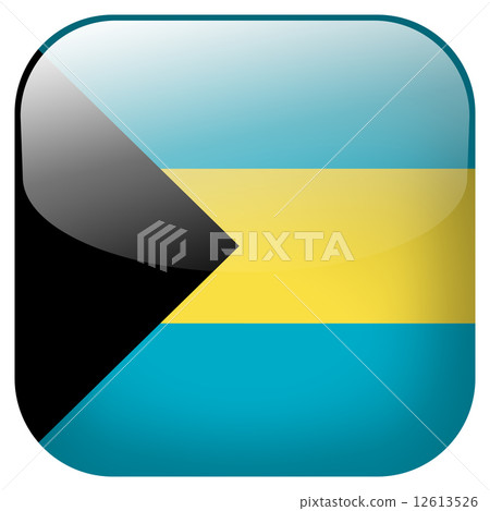 Bahamas national flag square button isolated on white background 12613526