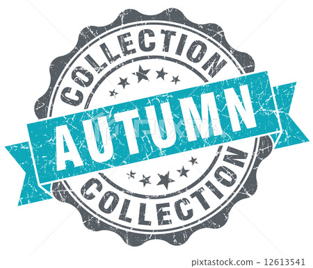 Autumn collection blue grunge retro style isolated seal Autumn collection blue grunge retro style isolated seal 12613541