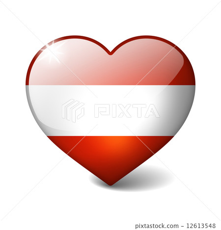 Austria 3d glass heart with realistic shadow isolated on white Austria 3d glass heart with realistic shadow isolated on white 12613548